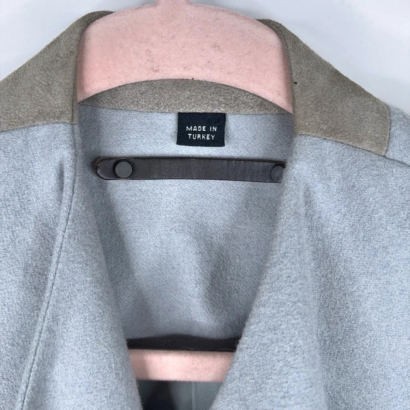 All Saints Ora Wool Blend Jacket Gray Draped Lapels Snap Closure Neutral Size 00 - Picture 6 of 11